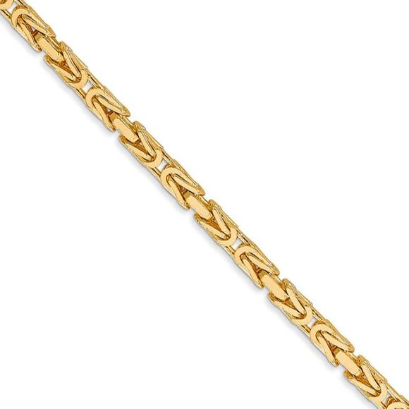 2.5mm, 14k Yellow Gold, Solid Byzantine Chain Necklace, 24 Inch - Picture 1 of 8
